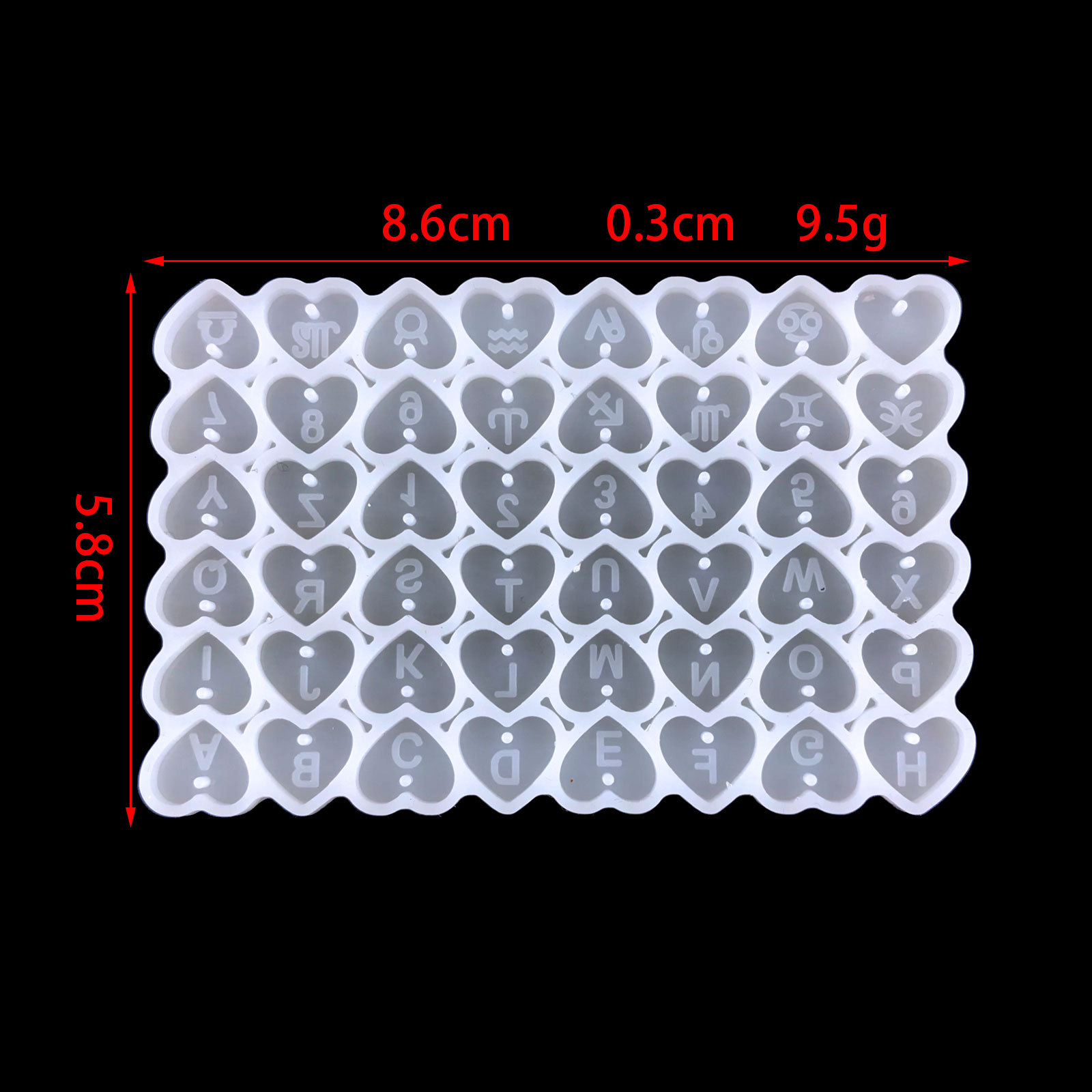 Molde Dijes Abecedario Corazones Mini - Imagen 5